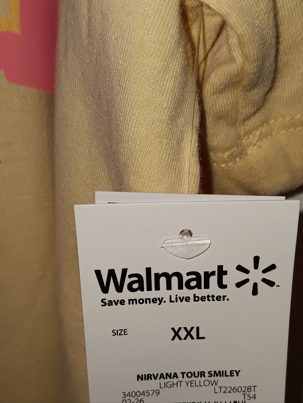 NIRVANA Light Yellow Tee with Pink & Yellow Fade Logo - Picture 3 of 6